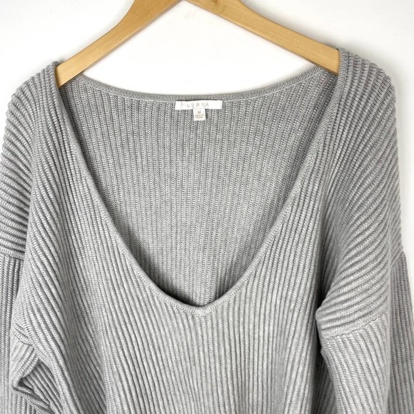 Lunya Cozy Cotton Silk Reversible Ribbed Pullover Sweater Mellow Grey Heather - Picture 6 of 15